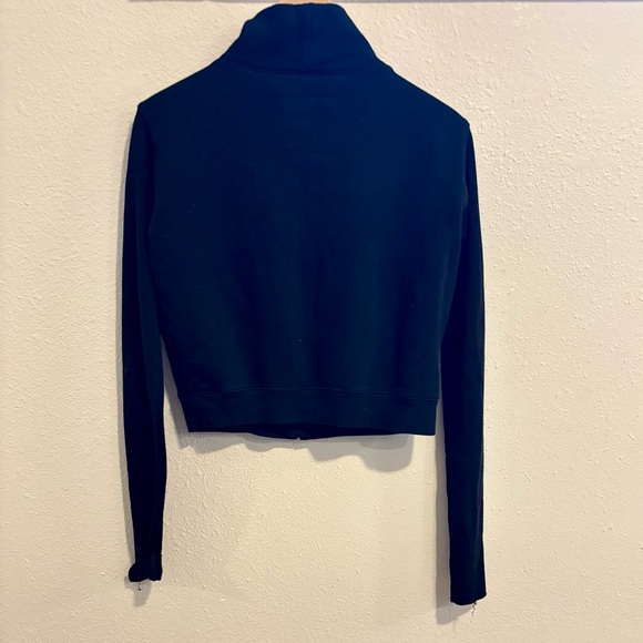 Frank & Eileen Tee Lab Asymmetrical Zip Up Moto Sweatshirt Black Cropped XS - Picture 7 of 10